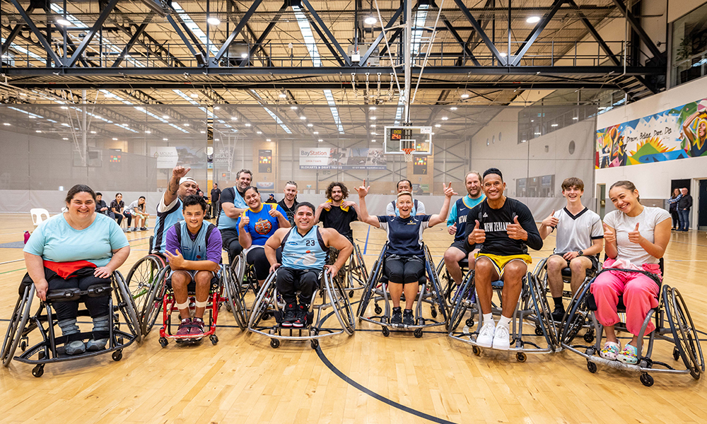 wheelchair basketballers at the Festival of Disability Sport at Baypark Arena